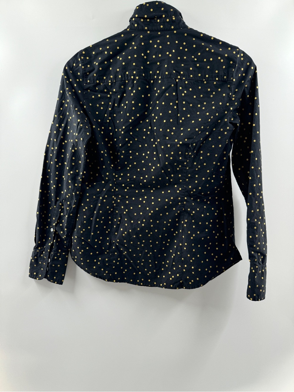 J.Crew Perfect Button Down Shirt Women's Size 2 Black Gold Polka Dot - Picture 6 of 8